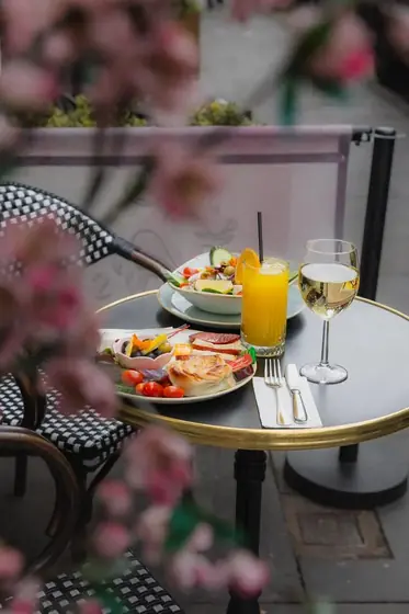 Breakfast on a pavement table